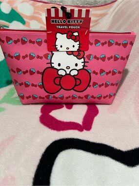 Hello Kitty Pink and Red Strawberry Cosmetic Pouch